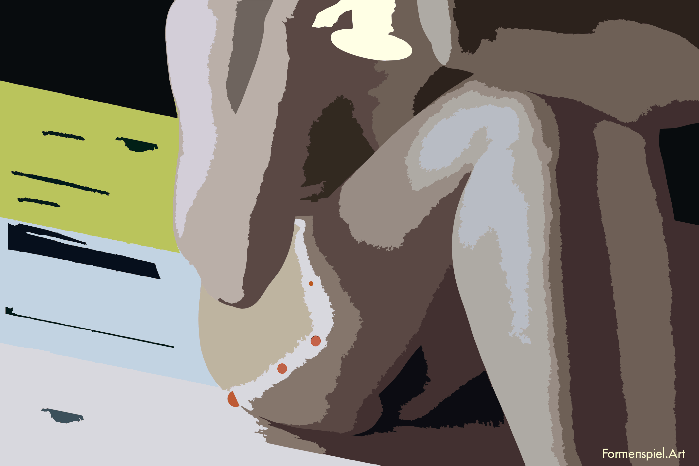 Abstrahierte Darstellung einer sirtzenden jungen Frau mit Glaskelch